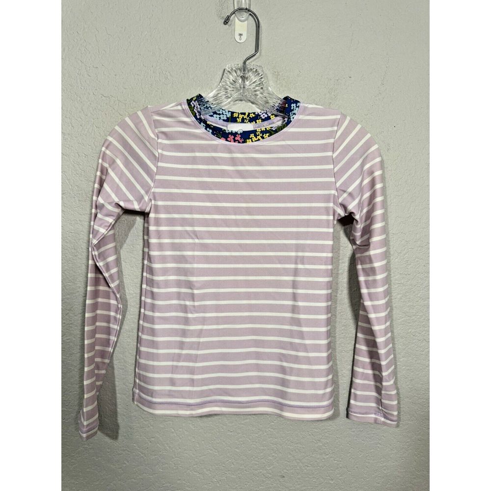 Girls Hanna Andersson Long Sleeve Rash Guard size 140‎ (10) purple stripe